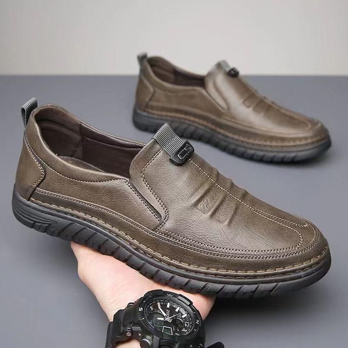 Luxury Leather Shoes Retro Men's  Shoes With Convenient Foot Shoes(Tan)