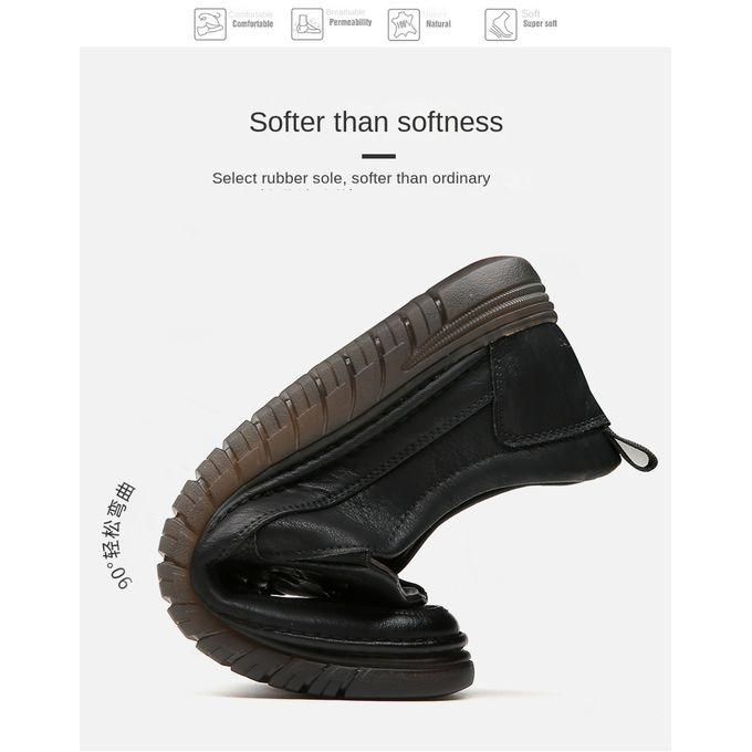Luxury Leather Shoes Retro Men's  Shoes With Convenient Foot Shoes(Black)