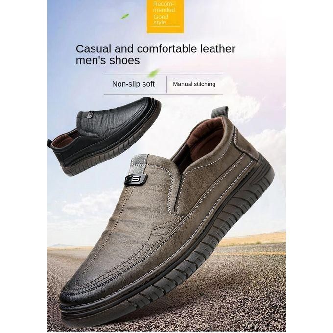Luxury Leather Shoes Retro Men's  Shoes With Convenient Foot Shoes(Tan)