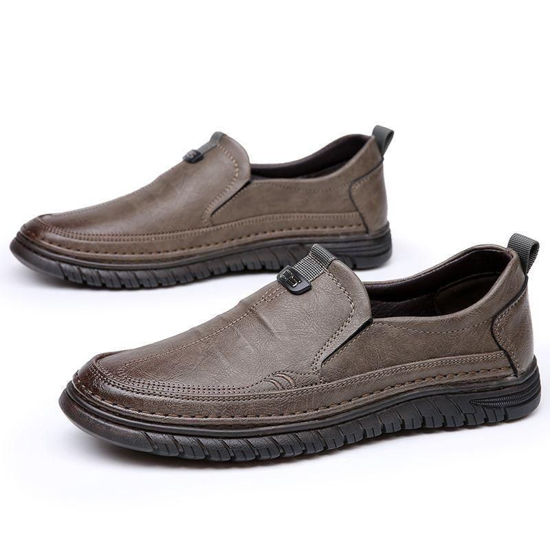 Luxury Leather Shoes Retro Men's  Shoes With Convenient Foot Shoes(Tan)