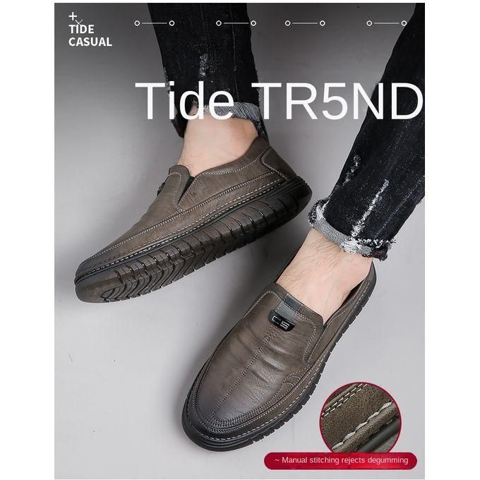 Luxury Leather Shoes Retro Men's  Shoes With Convenient Foot Shoes(Tan)