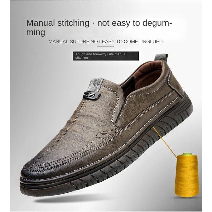 Luxury Leather Shoes Retro Men's  Shoes With Convenient Foot Shoes(Tan)