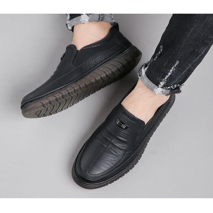 Luxury Leather Shoes Retro Men's  Shoes With Convenient Foot Shoes(Black)