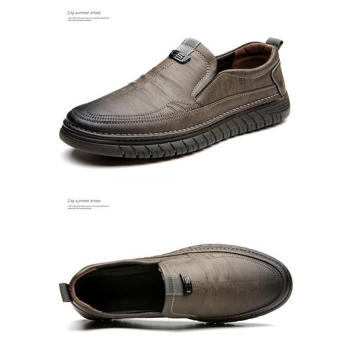 Luxury Leather Shoes Retro Men's  Shoes With Convenient Foot Shoes(Tan)