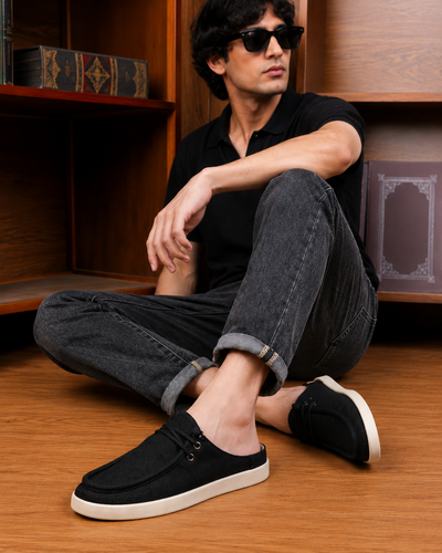 Khadhi Loafer — Premium Handwoven Khadi (Black)