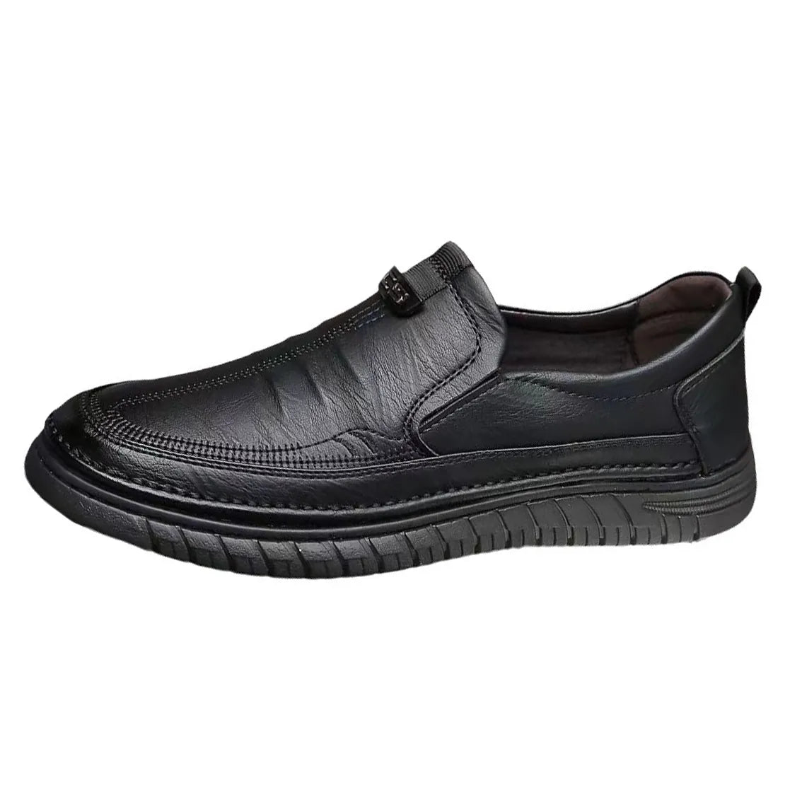 Luxury Leather Shoes Retro Men's  Shoes With Convenient Foot Shoes(Black)